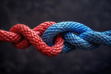Colorful ropes tied in knots