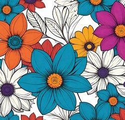 seamless floral pattern, seamless, vector, nature, illustration, design, wallpaper, spring, summer, decoration, art, flowers, plant, leaf, blossom, poppy, drawing, ornament, vintage, garden