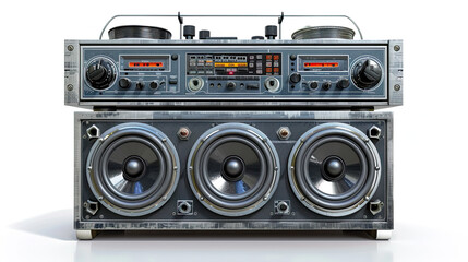Radio electronics boombox stereo isolated on white background