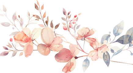 Floral in watercolor vector background. Luxury wallpaper design with pink flowers, line art, watercolor, flower garden. Elegant blossom flowers illustration suitable for fabric, prints, cover.