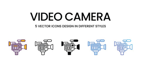 Video Camera Icons different style vector stock illustration