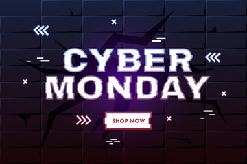 Cyber Monday sale banner template. Trendy concept of sale banner for online shopping. Special offer sale up. Shop now