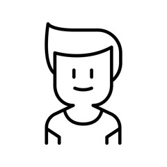 Happy boy icon in thin line style Vector illustration graphic design