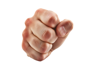 Front View of Clenched Fist on Transparent Background