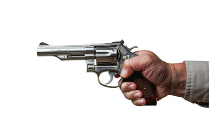 Hand Holding Revolver on Transparent Background
