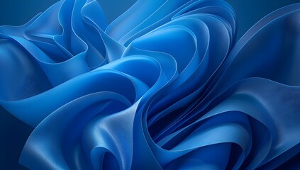 Obraz premium Abstract blue background with wavy shapes, a simple 3D rendered illustration 