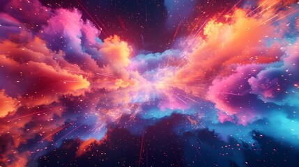 Fototapeta premium Vivid Neon Explosion Background for Trendy Product Showcase and Advertising Concepts