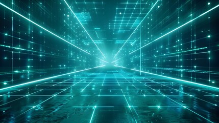 Glowing Neon Grid Backdrop for Futuristic Tech Product Concept Display