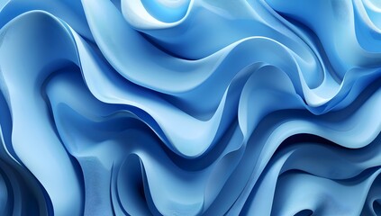 Abstract blue background with wavy shapes, a simple 3D rendered illustration
