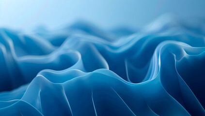 Fototapeta premium Abstract blue wavy shapes on a light background, a 3d rendered illustration 