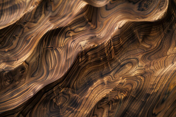 Waves of Elegance Textured Walnut Wood Grain in Close-Up 