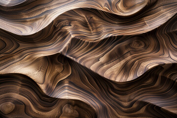 Waves of Elegance Textured Walnut Wood Grain in Close-Up 