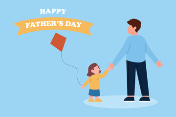 Happy father's day concept. Colored flat vector illustration isolated.