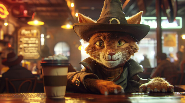 Urbaner Charme: Der gestiefelte Kater im Caf&eacute;
