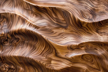 Waves of Elegance Textured Walnut Wood Grain in Close-Up 