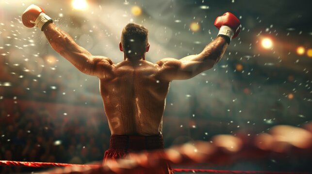 Triumph im Ring: Boxer jubelt &uuml;ber seinen Sieg