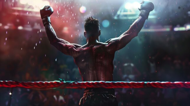 Triumph im Ring: Boxer jubelt &uuml;ber seinen Sieg
