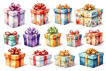Obraz premium Set of gift boxes isolated illustration on a white background