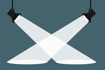 Lamp illumination icon in flat style. Spotlight vector illustration. Movie spotlight. Vector flat spotlight with space for text.