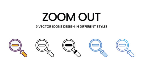 Zoom Out Icons different style vector stock illustration