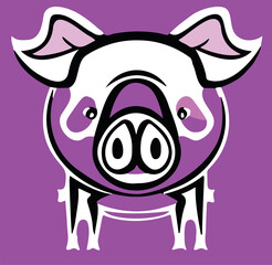 Vector of Pig icon on purple background