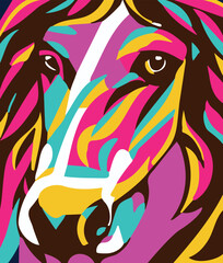 Vector Portrait of the thoughtful horse