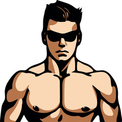 Fototapeta premium Vector illustration of a bodybuilder icon isolated on a white background.