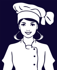 Vector illustration of a female chef in a full uniform