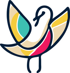 Colorful seagull icon isolated on the white background.