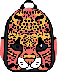 Vector of a cartoon-style jaguar backpack
