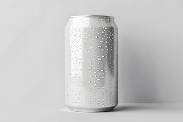 White can with water drops mockup isolated on white background