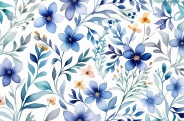 Fototapeta premium Seamless watercolor floral pattern on a white background