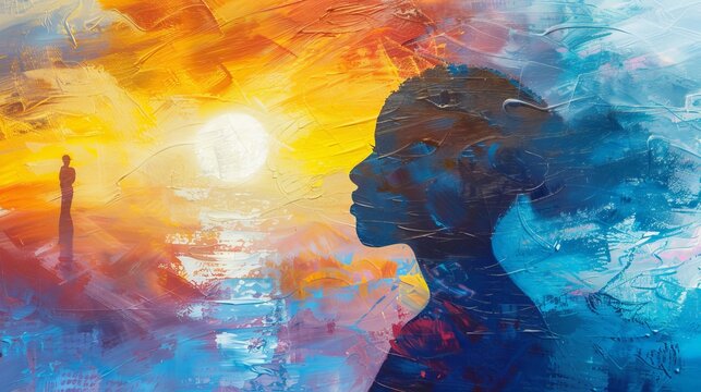 Symbolic journey from trauma to healing. images representing struggle, resilience and recovery