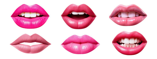 Fototapeta premium Woman lip png element set on transparent background