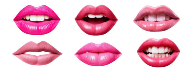 Woman lip png element set on transparent background