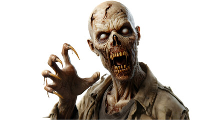 Naklejka premium Scary Zombie with Claws on Transparent Background 