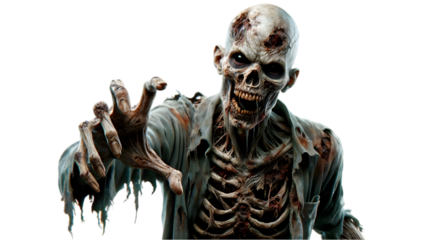 Scary Horror Zombie on Transparent Background