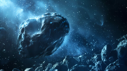 A meteorite floating in space