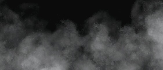 Abstract smoke gas clouds vapor texture on dark black background.	
