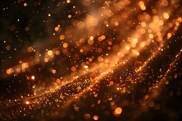 Golden Sparkles in Abstract Bokeh Background for Luxury Design and Celebration Themes