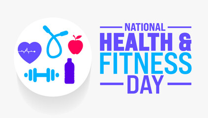 June is National health and fitness day background template. Holiday concept. use to background, banner, placard, card, and poster design template with text inscription and standard color. vector