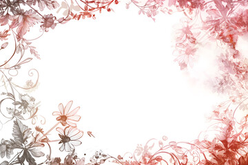 Fototapeta premium Flower frame surrounded by various flowers, a combination of watercolor and realistic effects