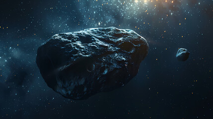 A meteorite floating in space