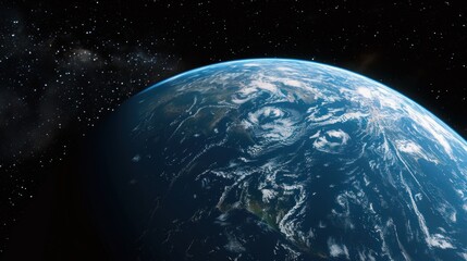 Obraz premium Planet earth globe view from space showing realistic earth surface
