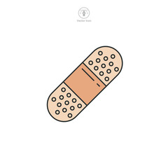 Adhesive plaster, medical bandage Icon. Medical or Healthcare theme symbol vector illustration isolated on white background