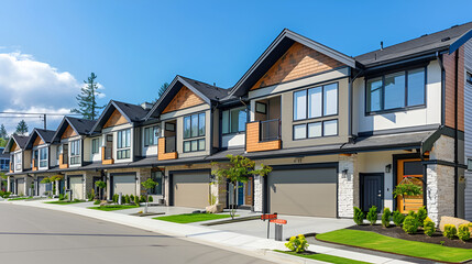 graphic design beautiful natural background ,illustration , Neighborhood modern houses building, modern residential architecture, street photo, Luxury house against blue sky
