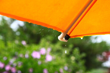 View of the parasol in the rain