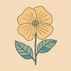 Flat Floral Outline Drawing: Simple and Clean Illustration of a Flower