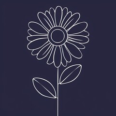 Minimalist Flower Outline: Flat and Simple Illustration with Clean Lines