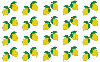 Obraz premium Seamless pattern with Doodle lemon isolated white background. Endless background with Hand Drawn lemon. Playful vector can used textile, fabric, wall print design. Editable stroke. EPS 10
